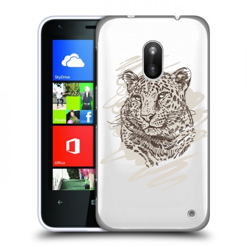 Дизайнерский пластиковый чехол для Nokia Lumia 620 Прозрачные леопарды