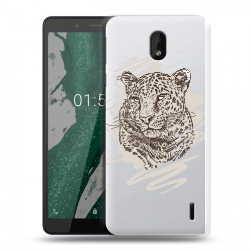 Дизайнерский силиконовый чехол для Nokia 1 Plus Прозрачные леопарды
