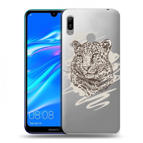 Дизайнерский пластиковый чехол для Huawei Y6 (2019) Прозрачные леопарды