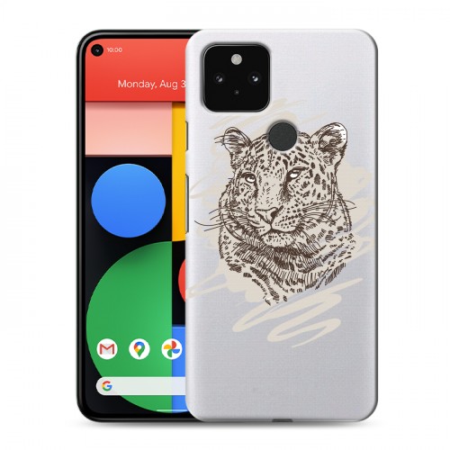 Дизайнерский пластиковый чехол для Google Pixel 5 Прозрачные леопарды
