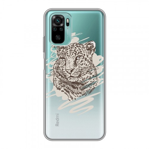 Дизайнерский силиконовый чехол для Xiaomi RedMi Note 10 Прозрачные леопарды