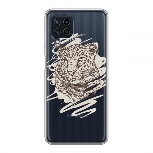 Дизайнерский силиконовый чехол для Samsung Galaxy A22 Прозрачные леопарды
