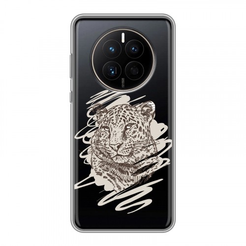 Дизайнерский силиконовый с усиленными углами чехол для Huawei Mate 50 Прозрачные леопарды