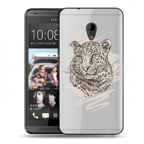 Дизайнерский пластиковый чехол для HTC Desire 700 Прозрачные леопарды