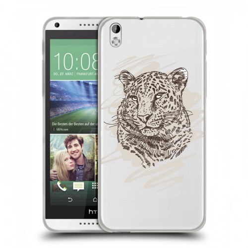 Дизайнерский пластиковый чехол для HTC Desire 816 Прозрачные леопарды