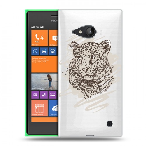 Дизайнерский пластиковый чехол для Nokia Lumia 730/735 Прозрачные леопарды