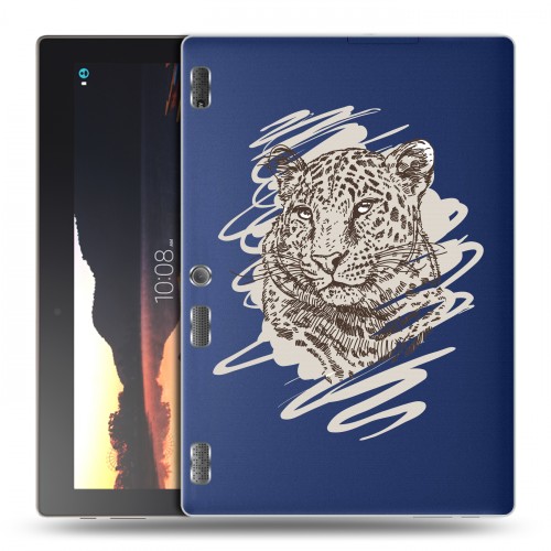 Дизайнерский силиконовый чехол для Lenovo Tab 2 A10 Прозрачные леопарды