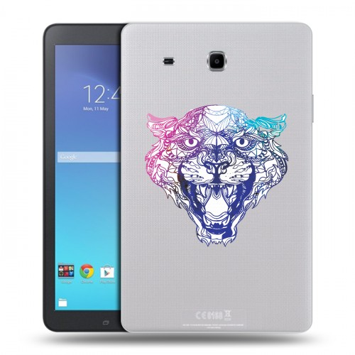 Дизайнерский силиконовый чехол для Samsung Galaxy Tab E 9.6 Прозрачные леопарды