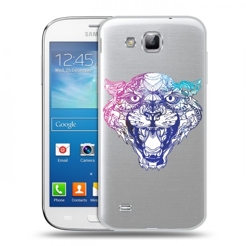 Дизайнерский пластиковый чехол для Samsung Galaxy Premier Прозрачные леопарды