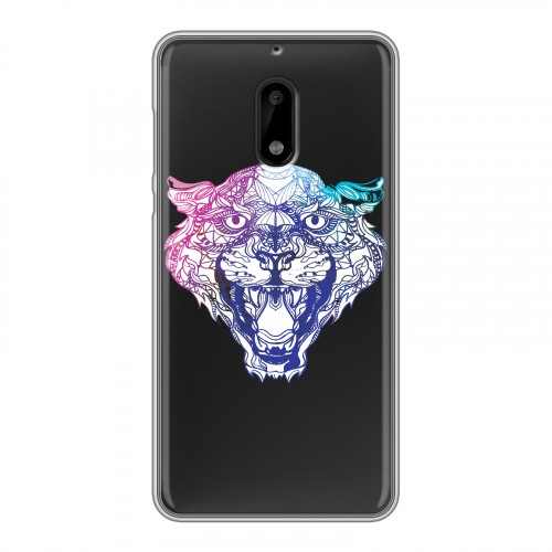 Дизайнерский пластиковый чехол для Nokia 6 Прозрачные леопарды