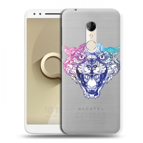 Дизайнерский пластиковый чехол для Alcatel 3 Прозрачные леопарды