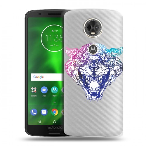 Дизайнерский пластиковый чехол для Motorola Moto E5 Plus Прозрачные леопарды
