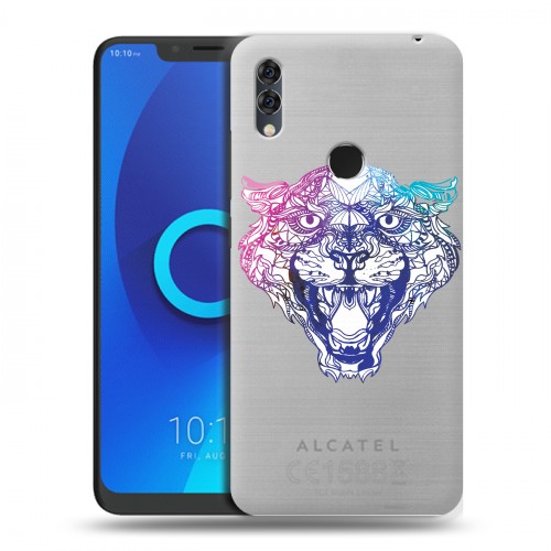 Дизайнерский силиконовый чехол для Alcatel 5V Прозрачные леопарды