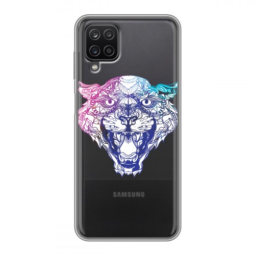 Дизайнерский силиконовый чехол для Samsung Galaxy A12 Прозрачные леопарды