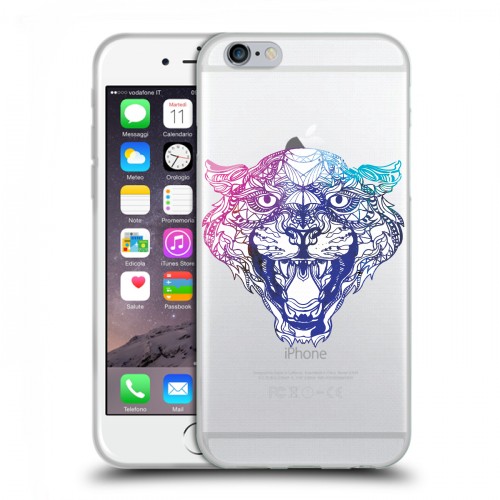 Дизайнерский пластиковый чехол для Iphone 6/6s Прозрачные леопарды