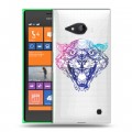 Дизайнерский пластиковый чехол для Nokia Lumia 730/735 Прозрачные леопарды