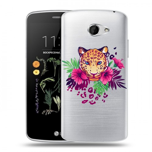 Полупрозрачный дизайнерский пластиковый чехол для LG K5 Прозрачные леопарды
