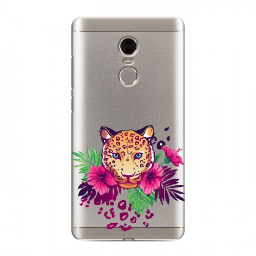 Полупрозрачный дизайнерский пластиковый чехол для Xiaomi RedMi Note 4 Прозрачные леопарды