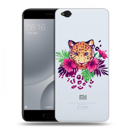 Полупрозрачный дизайнерский пластиковый чехол для Xiaomi Mi5C Прозрачные леопарды