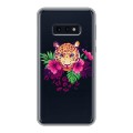 Полупрозрачный дизайнерский силиконовый чехол для Samsung Galaxy S10e Прозрачные леопарды