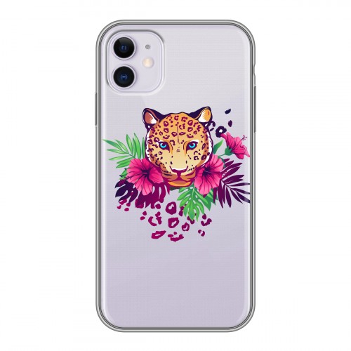 Полупрозрачный дизайнерский пластиковый чехол для Iphone 11 Прозрачные леопарды