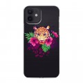 Полупрозрачный дизайнерский силиконовый чехол для Iphone 12 Прозрачные леопарды