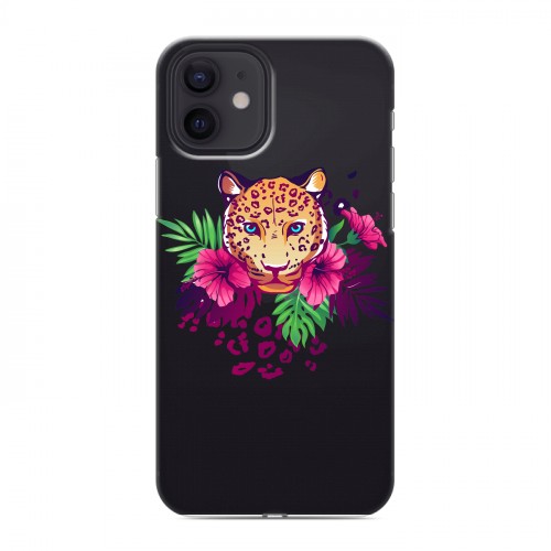 Полупрозрачный дизайнерский силиконовый чехол для Iphone 12 Прозрачные леопарды