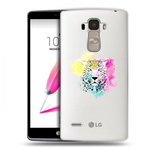 Дизайнерский силиконовый чехол для LG G4 Stylus Прозрачные леопарды