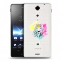 Дизайнерский пластиковый чехол для Sony Xperia TX Прозрачные леопарды