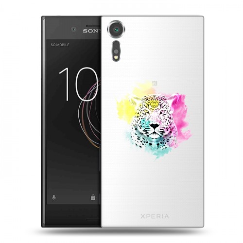 Дизайнерский пластиковый чехол для Sony Xperia XZs Прозрачные леопарды