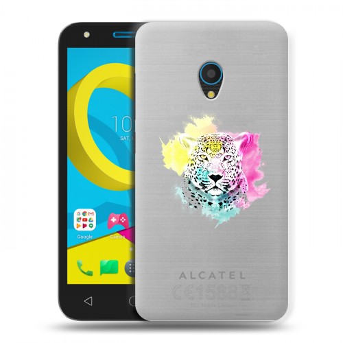 Дизайнерский пластиковый чехол для Alcatel U5 Прозрачные леопарды