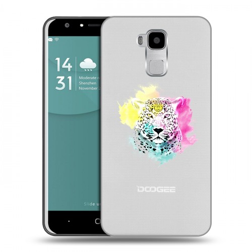 Дизайнерский пластиковый чехол для Doogee Y6 Прозрачные леопарды