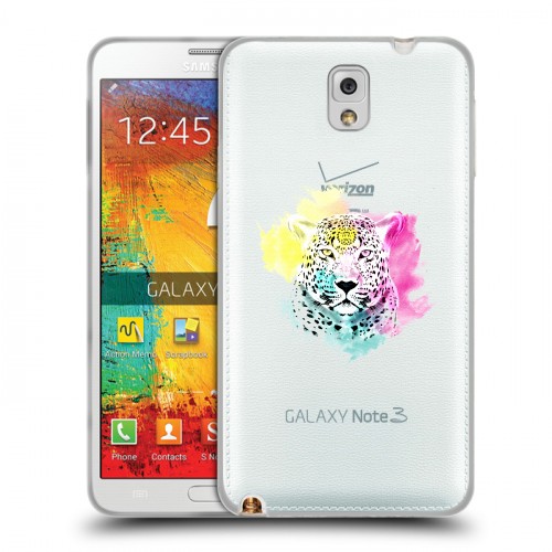 Дизайнерский пластиковый чехол для Samsung Galaxy Note 3 Прозрачные леопарды