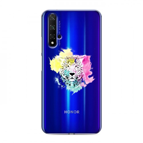 Дизайнерский силиконовый чехол для Huawei Honor 20 Прозрачные леопарды