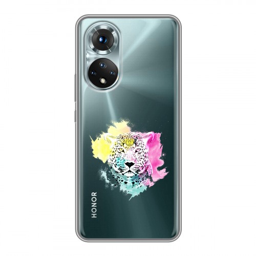 Дизайнерский пластиковый чехол для Huawei Honor 50 Прозрачные леопарды