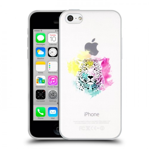 Дизайнерский пластиковый чехол для Iphone 5c Прозрачные леопарды