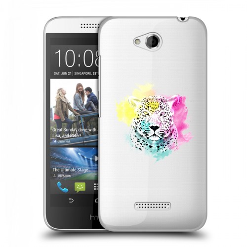 Дизайнерский пластиковый чехол для HTC Desire 616 Прозрачные леопарды