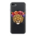 Полупрозрачный дизайнерский силиконовый с усиленными углами чехол для Iphone 7 Прозрачные леопарды