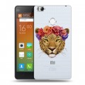 Полупрозрачный дизайнерский пластиковый чехол для Xiaomi Mi4S Прозрачные леопарды