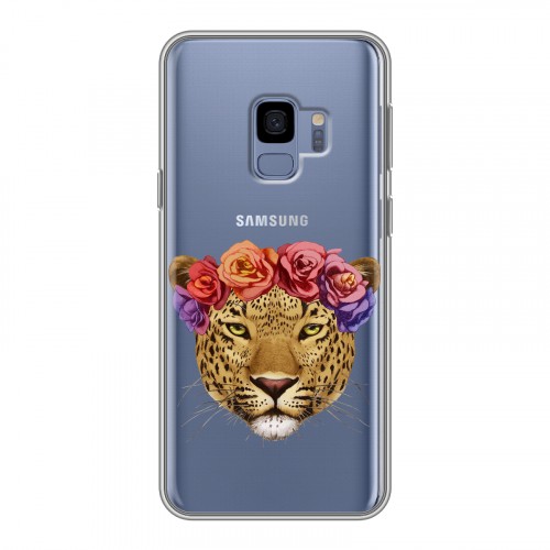 Полупрозрачный дизайнерский пластиковый чехол для Samsung Galaxy S9 Прозрачные леопарды