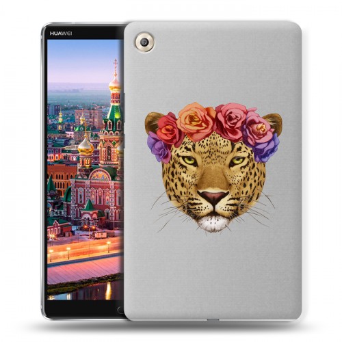 Полупрозрачный дизайнерский пластиковый чехол для Huawei MediaPad M5 8.4 Прозрачные леопарды