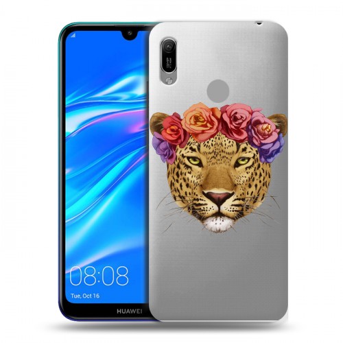 Полупрозрачный дизайнерский пластиковый чехол для Huawei Y6 (2019) Прозрачные леопарды