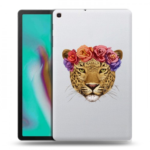 Полупрозрачный дизайнерский силиконовый чехол для Samsung Galaxy Tab A 10.1 (2019) Прозрачные леопарды