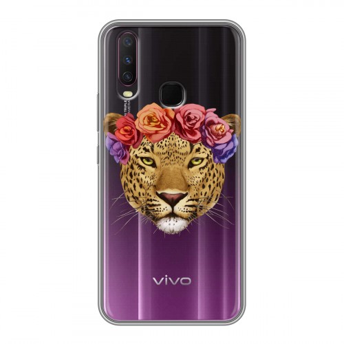 Полупрозрачный дизайнерский силиконовый чехол для Vivo Y17 Прозрачные леопарды