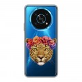Полупрозрачный дизайнерский силиконовый чехол для Huawei Honor Magic 4 Lite 5G Прозрачные леопарды