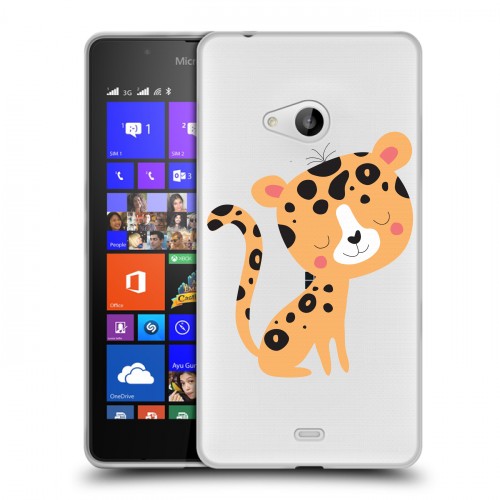 Дизайнерский пластиковый чехол для Microsoft Lumia 540 Прозрачные леопарды