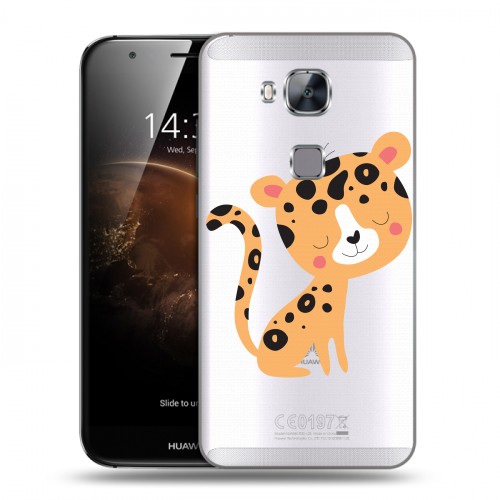 Дизайнерский силиконовый чехол для Huawei G8 Прозрачные леопарды