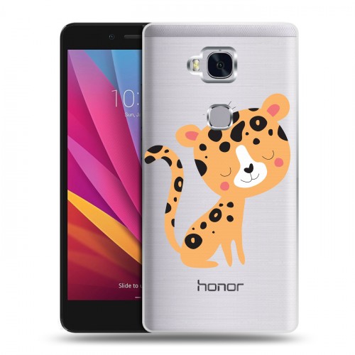 Дизайнерский силиконовый чехол для Huawei Honor 5X Прозрачные леопарды