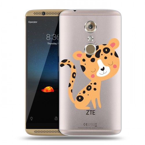 Дизайнерский пластиковый чехол для ZTE Axon 7 Прозрачные леопарды