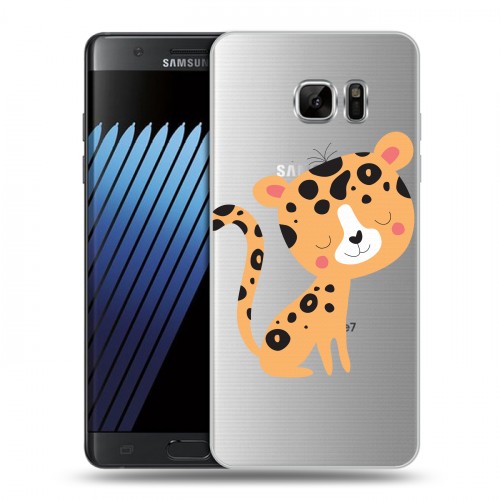 Дизайнерский пластиковый чехол для Samsung Galaxy Note 7 Прозрачные леопарды